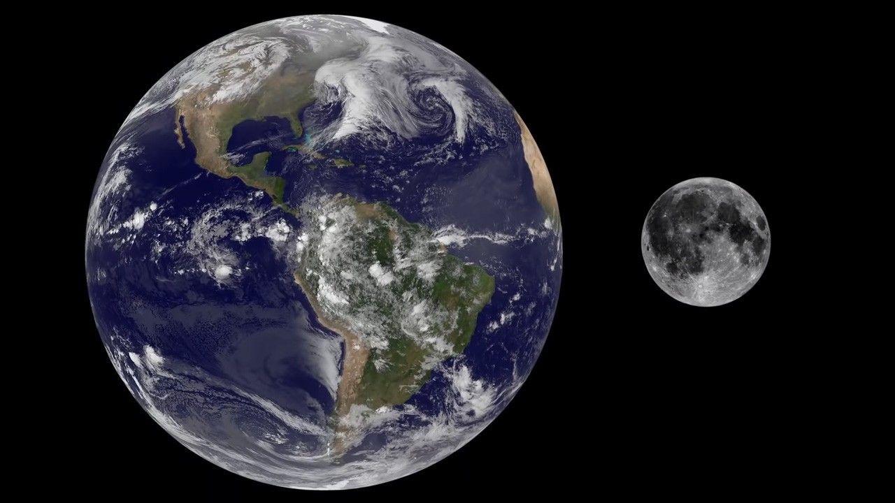 NASA/JPL-Caltech Earth and Moon size comparison